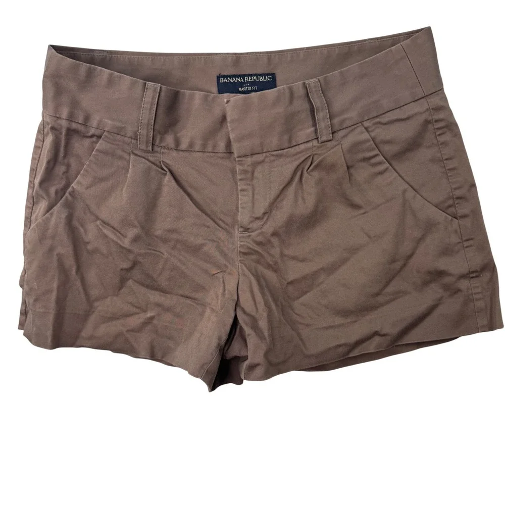 Banana Republic Martin Fit Shorts Women 4 Brown Cotton Chino Preppy Y2K Mallcore